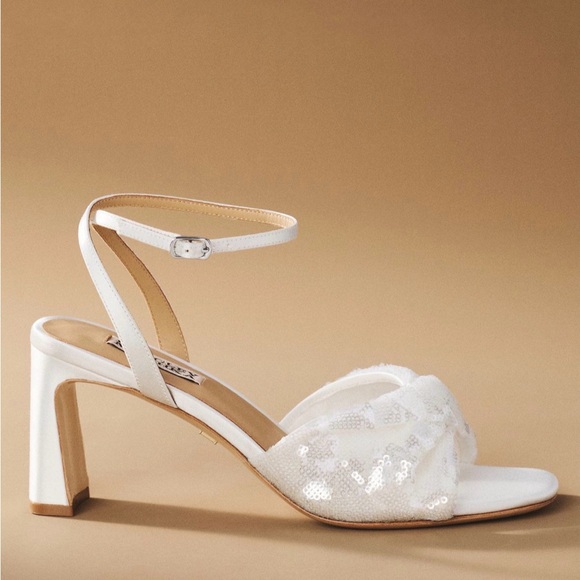 Badgley Mischka Gema Sequin Block Heel Sandals - Picture 1 of 3